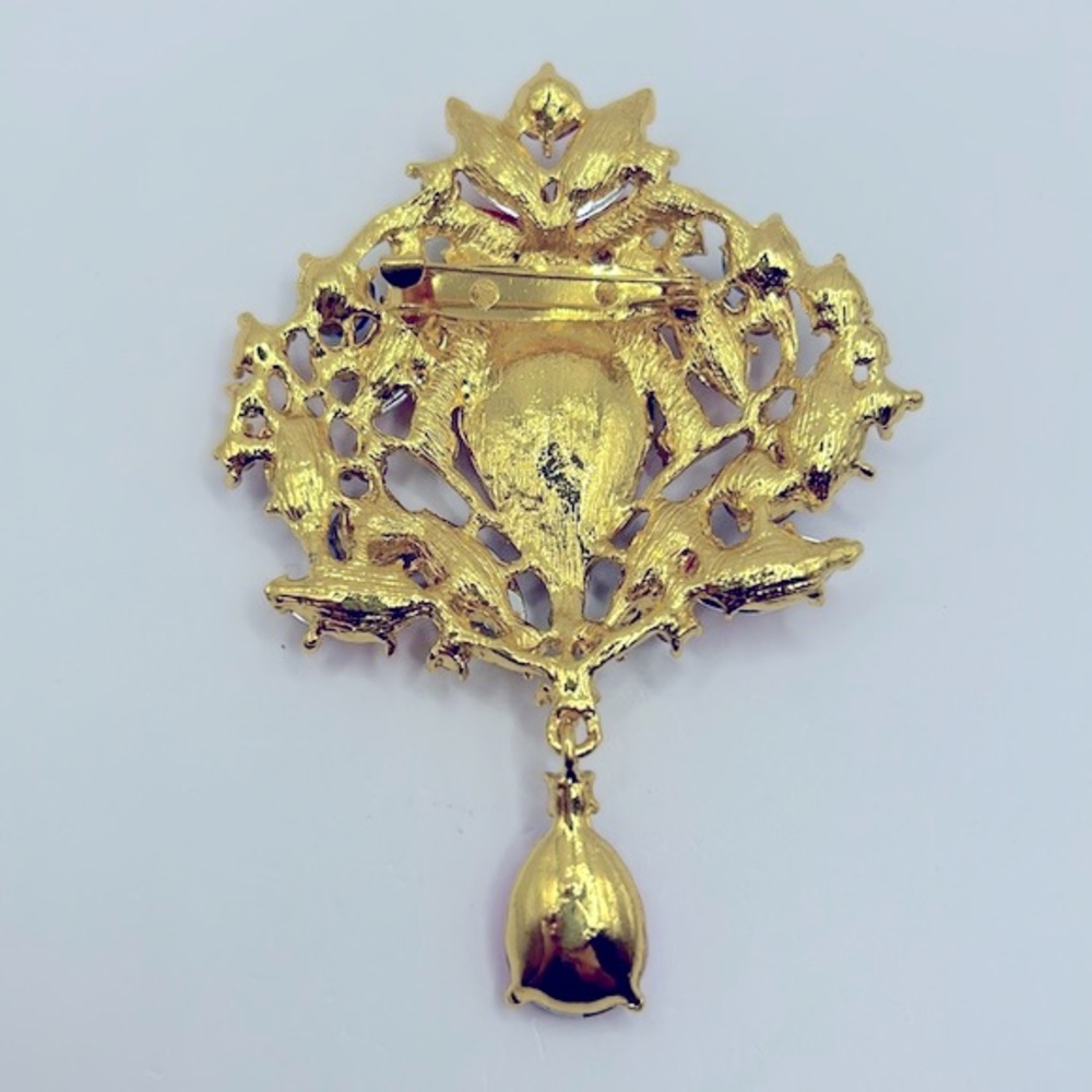 Large Multicolor Rhinestone Waterdrop Brooch - image 3